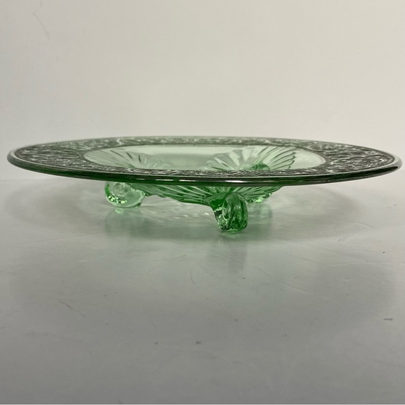 Depression Glass Footed Dish Etched Platter Plate 7” Candy Cookies Decor EUC - Picture 7 of 16